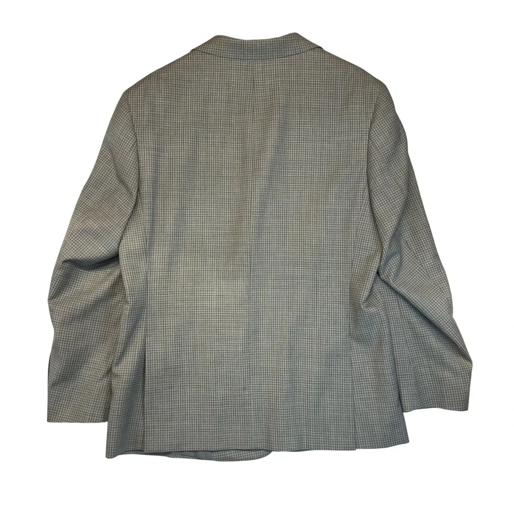 PRONTOMODA‎ Blazer Jacket Tan Plaid 100% Lambs Wool Classic Sophisticated 44R